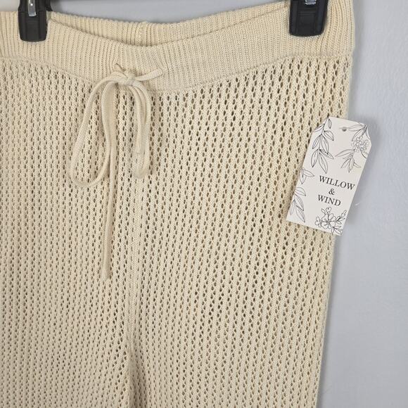 Willow & Wind Pants - Crocheted Pants Willow & Wind Cream Color SIZE LARG Boho Hippie Peasant Cottage